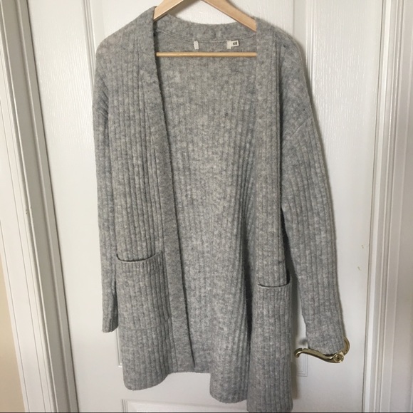 Longline Ribbed Gray Cardigan - Picture 3 of 5